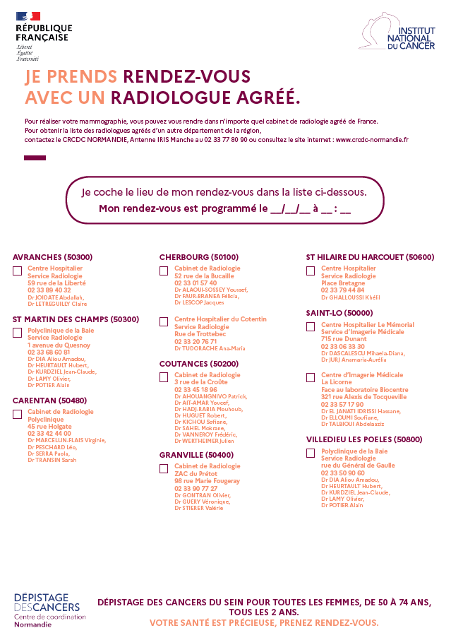 Liste des radiologues agréés de la région