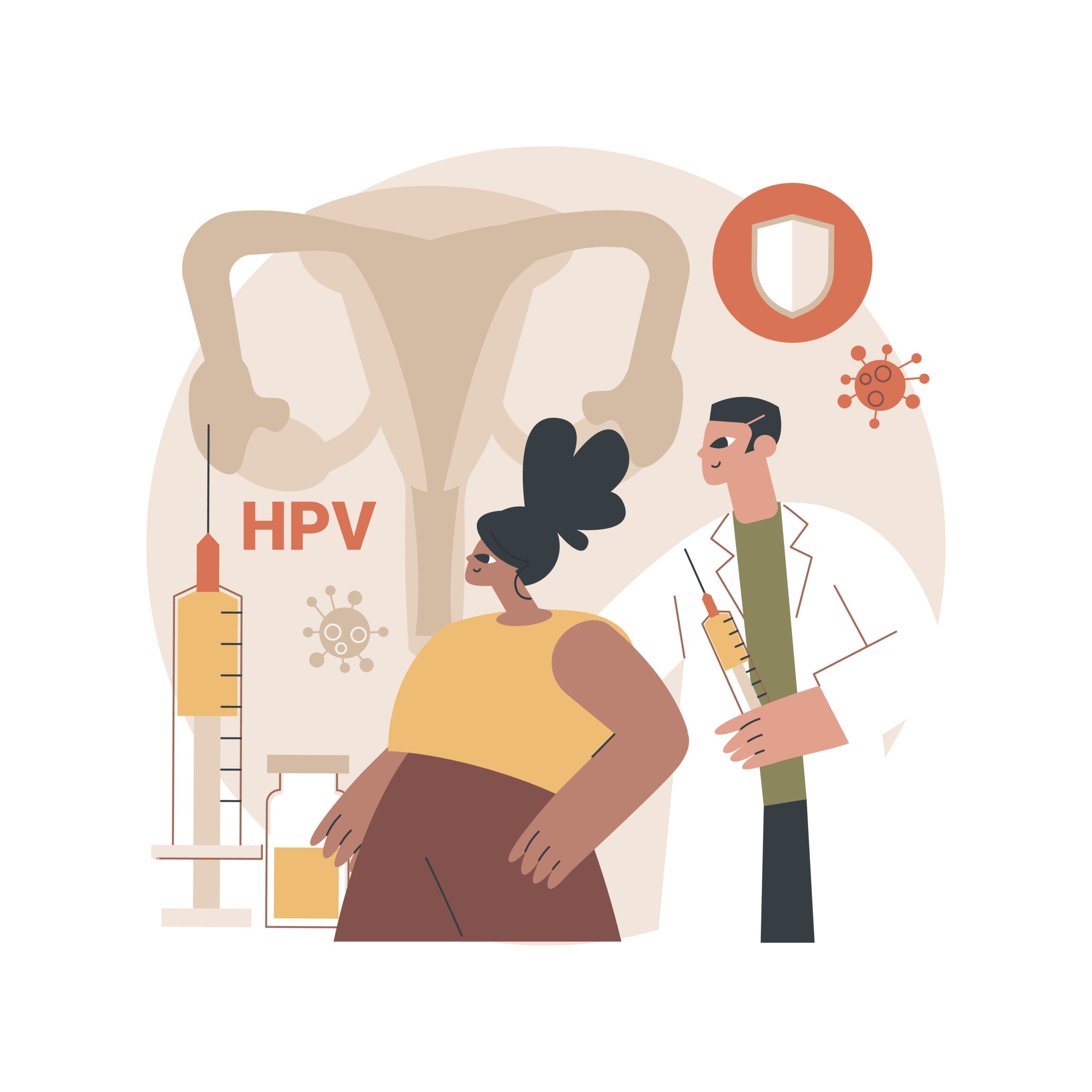 HPV vaccination abstract concept vector illustration. Protecting against cervical cancer, human papillomavirus immunization program, HPV vaccination, prevent infection abstract metaphor.